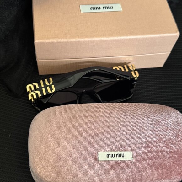 Miu Miu SMU 09W Black Designer Sunglasses Luxury Statement Frame main image 3